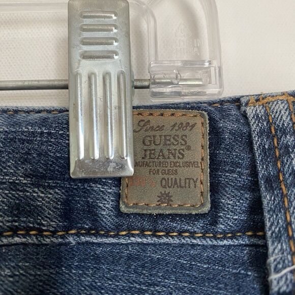 Vintage Y2K Guess Daredevil Boot Jeans Women 30 Denim Distressed Low Rise Grunge - Picture 13 of 14